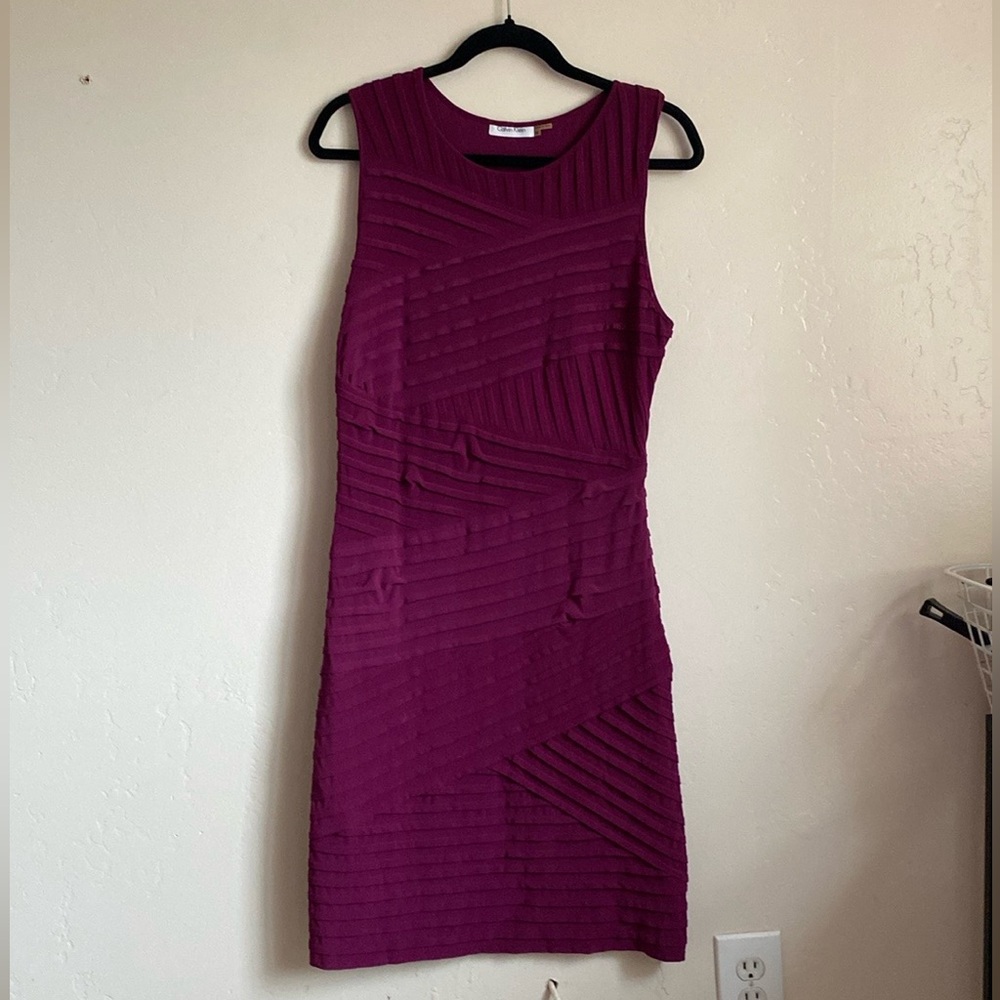 Calvin Klein Purple Pleated Sleeveless Dress Size 10